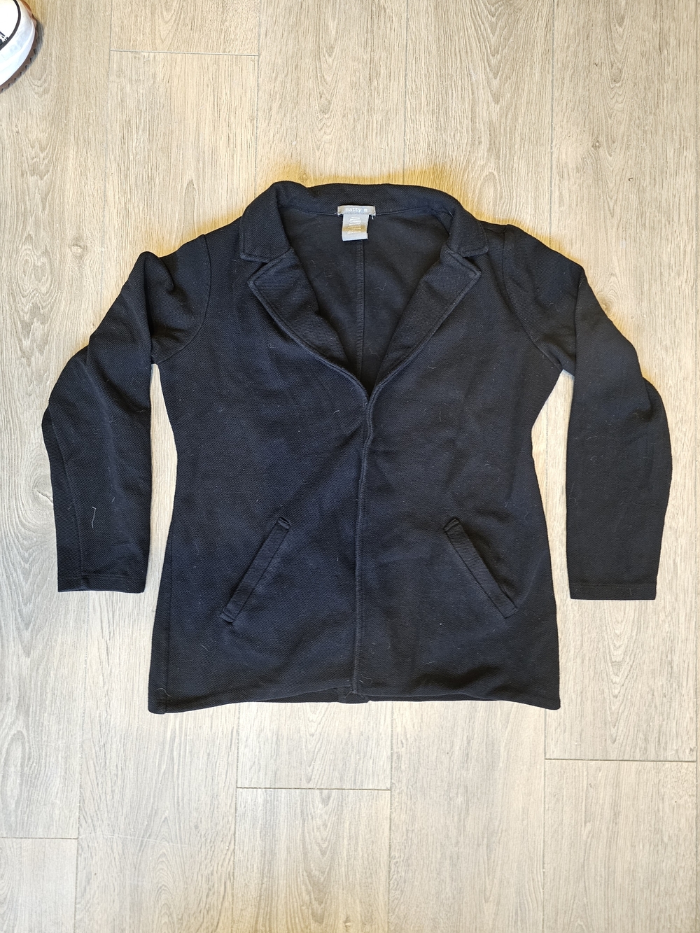 Matty M Black Open Front Knit Blazer Cardigan